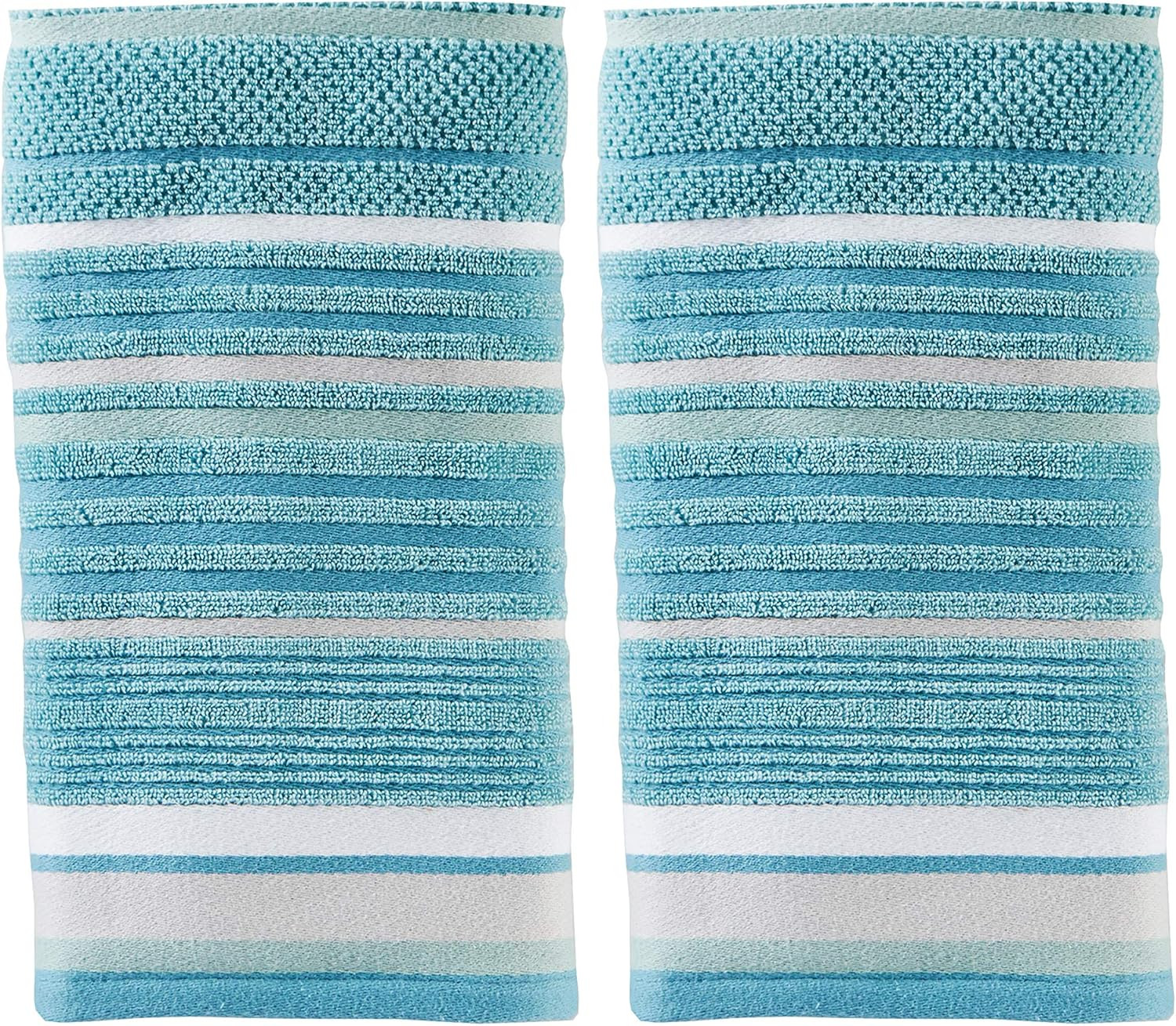 Seabrook Stripe 100% Cotton Premium 2-Piece Hand Towel Set, 550 GSM, Soft & Abso