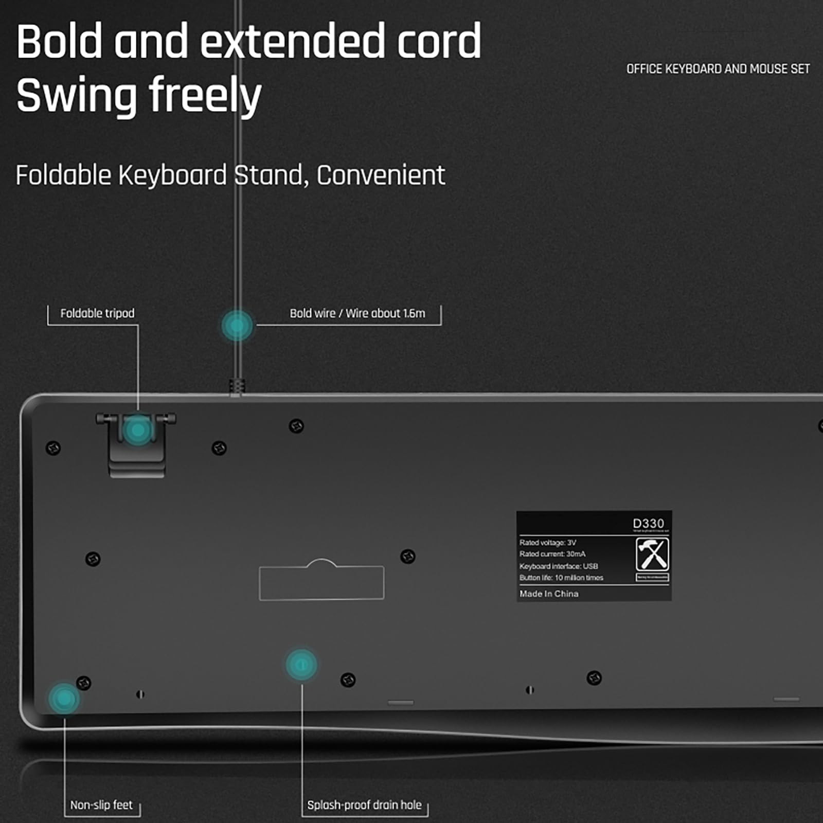 Wired Keyboard and Mouse Combo, Full-Sized Ergonomic Computer Keyboard and Op...
