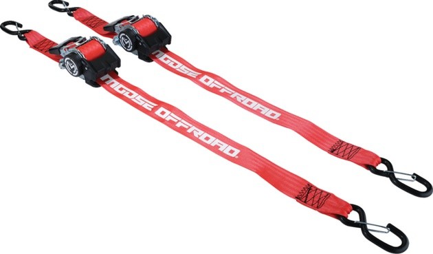 Moose Retractable Ratcheting Tie-Downs 10' x 2" Red