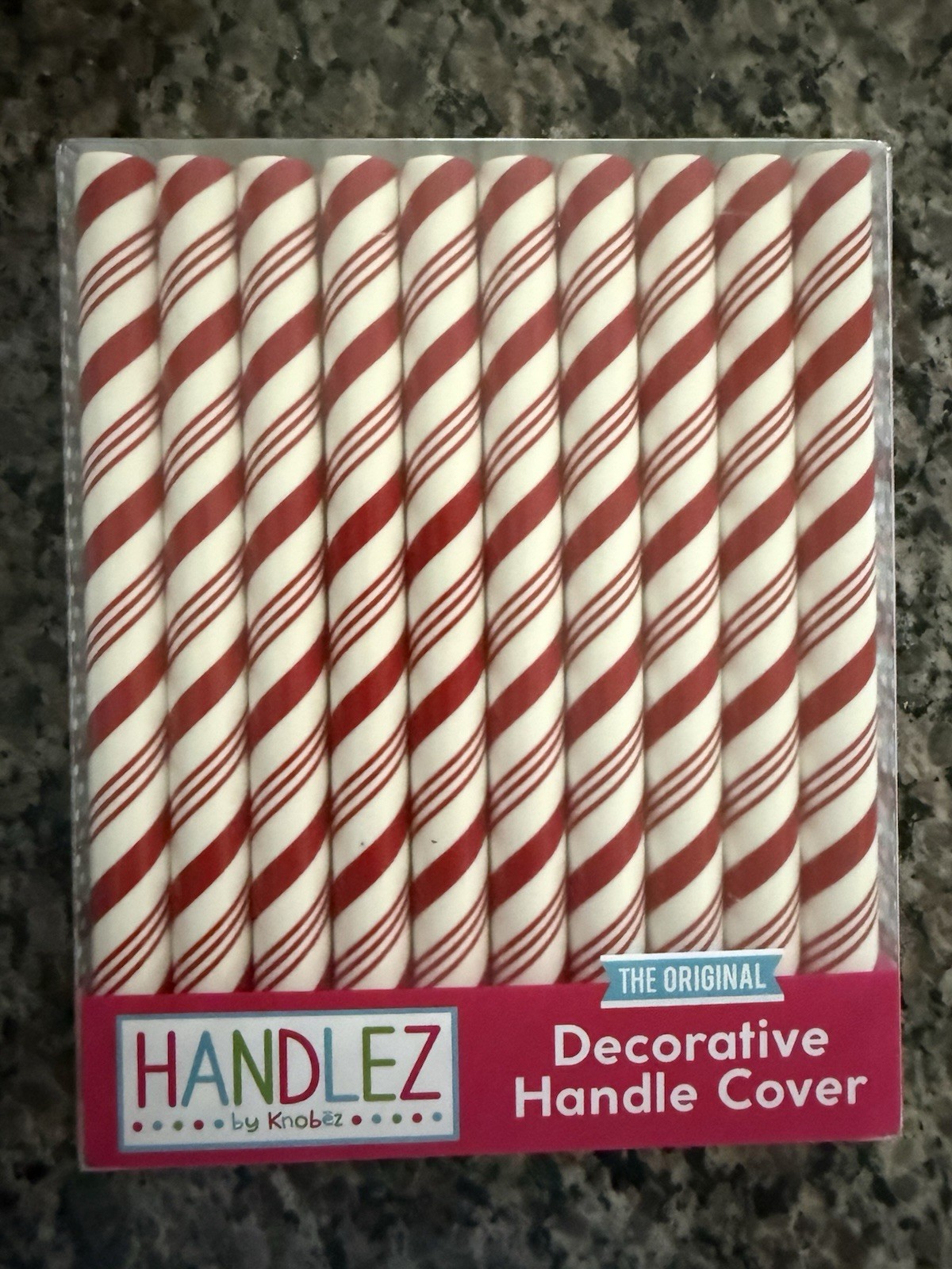 SET OF 2 (10 EACH) RED PEPPERMINT STICK CABINET HANDLE COVERS 7 1/2”