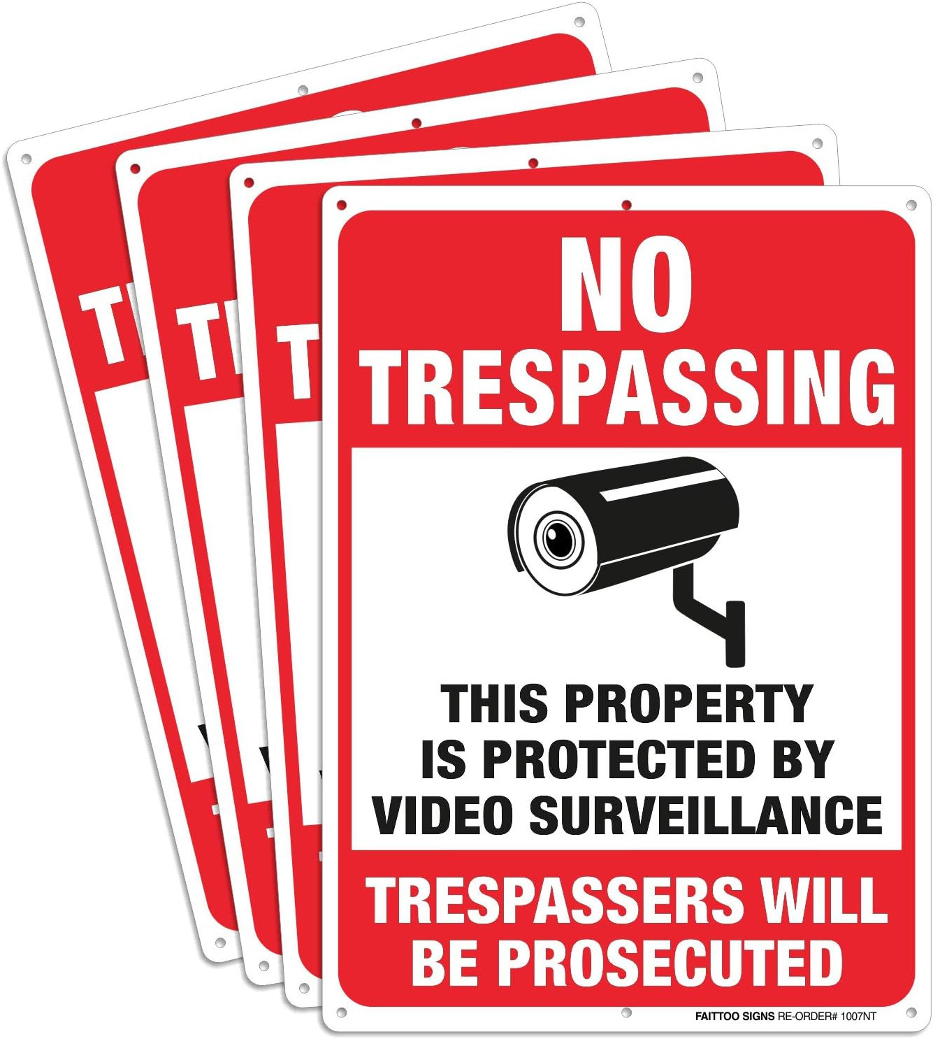 Video Surveillance Signs, No Trespassing Violators Will Be Prosecuted Metal