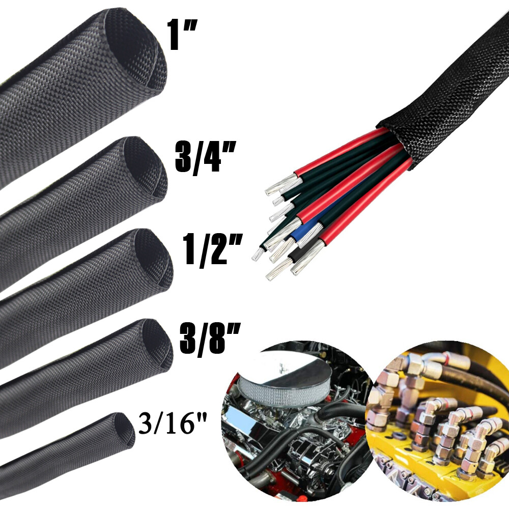 Management Split Wire Cable Sleeving Braided Tubing Protector Self Closing Lot
