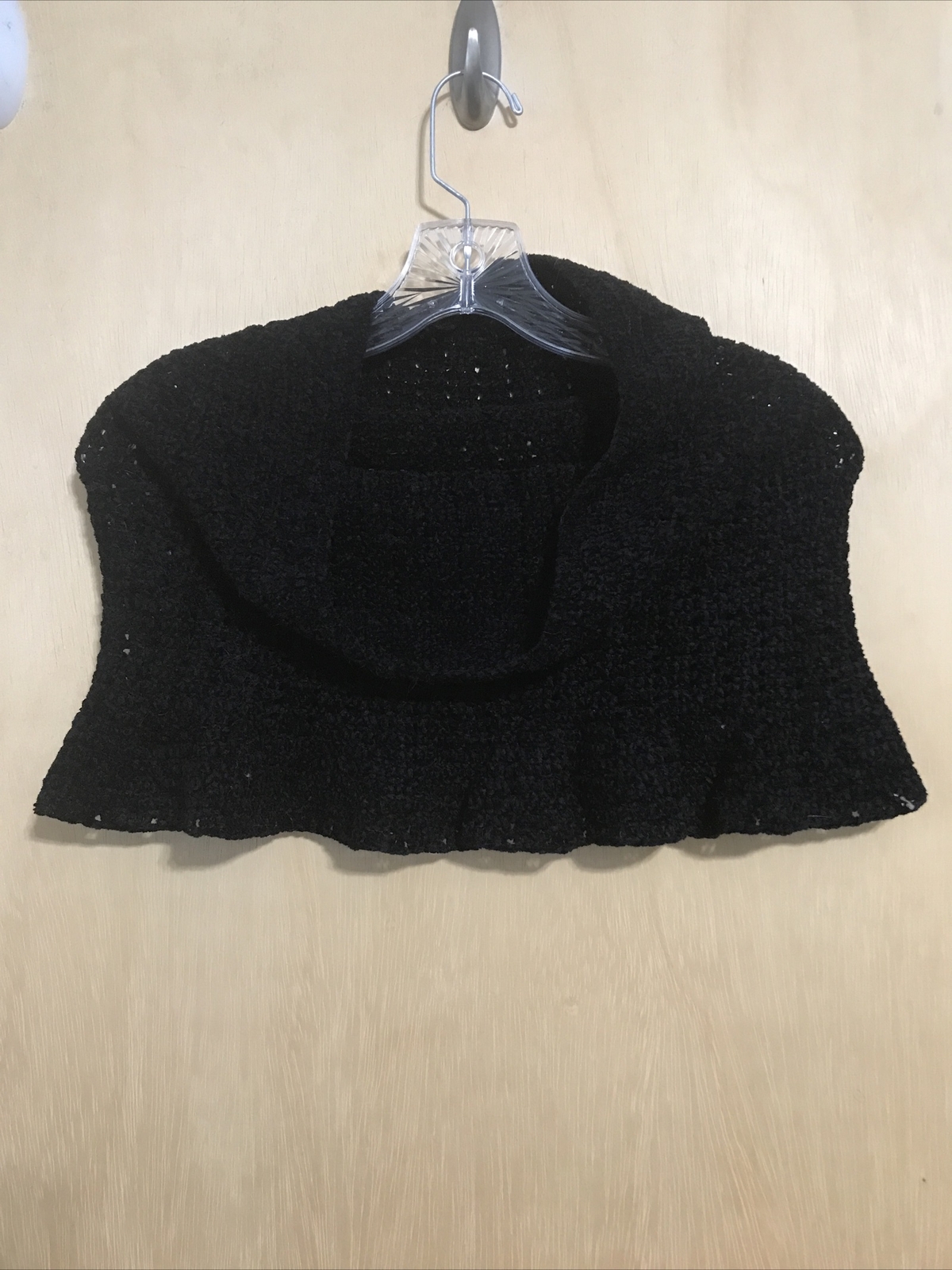 Luxury Hand Made Crochet Neck Warmer Scarf Cowl Capelet Black Soft  OOAK