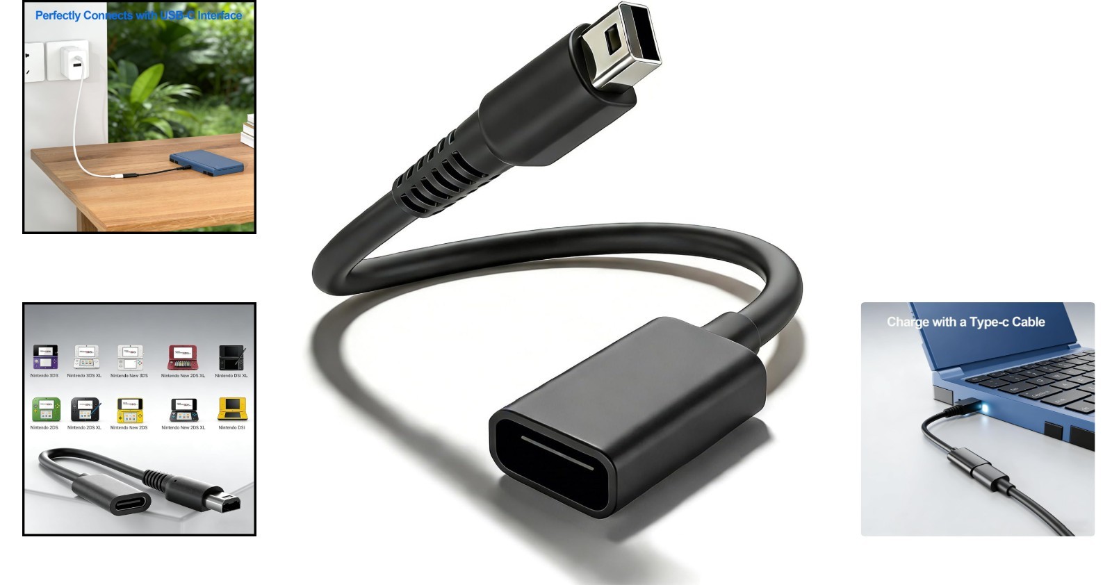 Durable 3DS to USB C Adapter Cable - Protect Your Gaming Device Anywhere