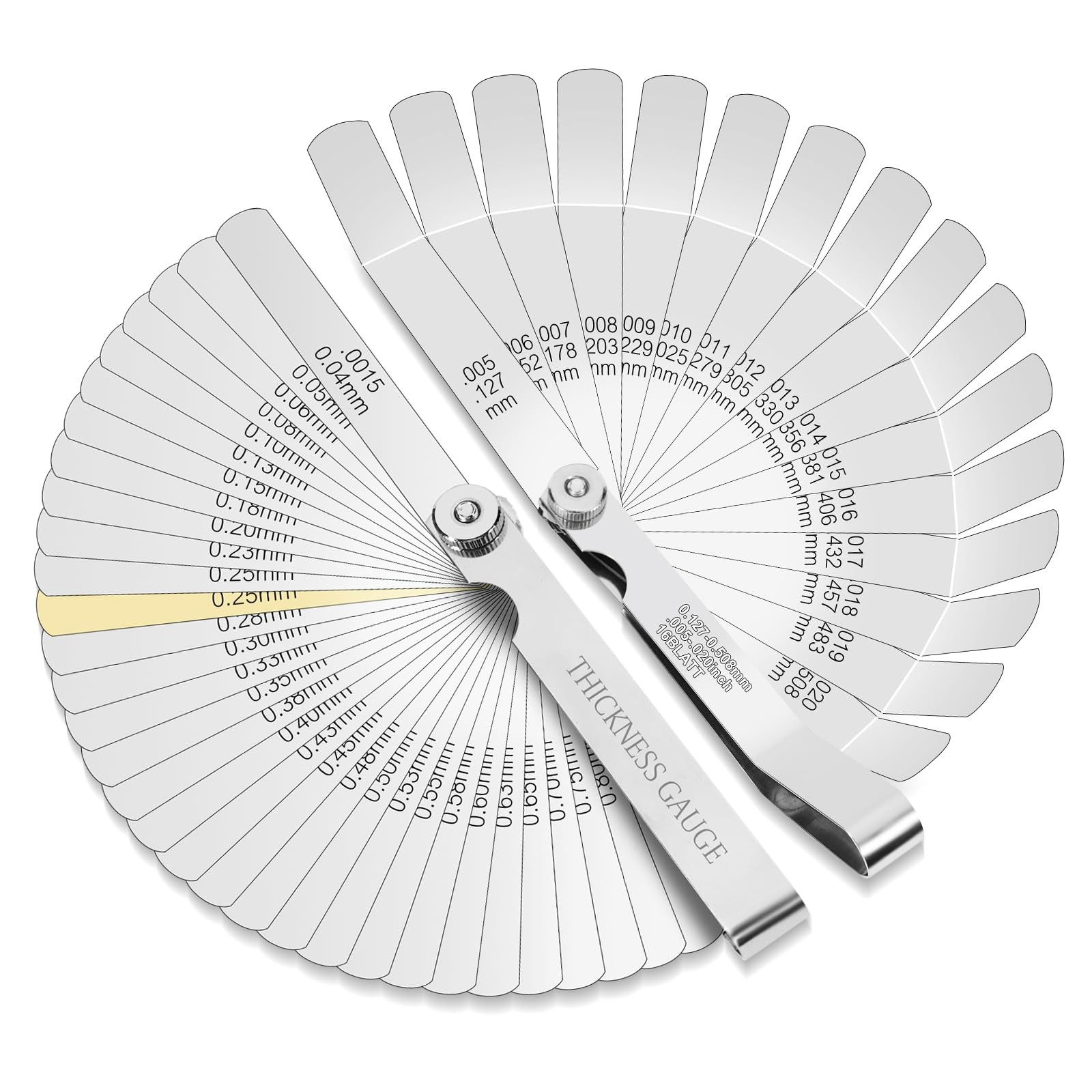 2Pcs Stainless Steel Feeler Gauge Set,32 Straight Blades Feeler Gauge&16 Piec...