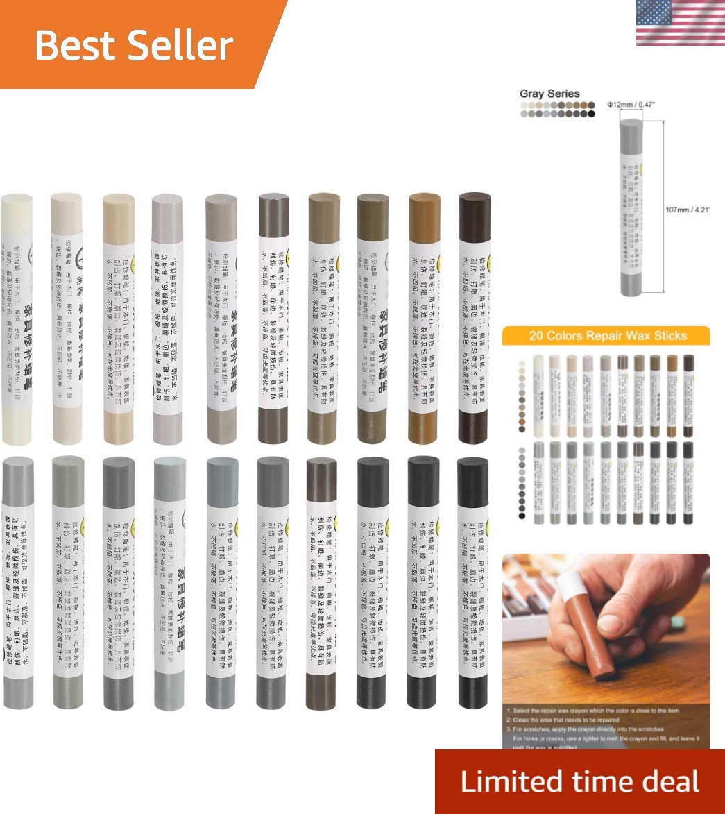 20-Pc Furniture Repair Wax Crayon Kit - Easy Touch-Up Solution for Scratches