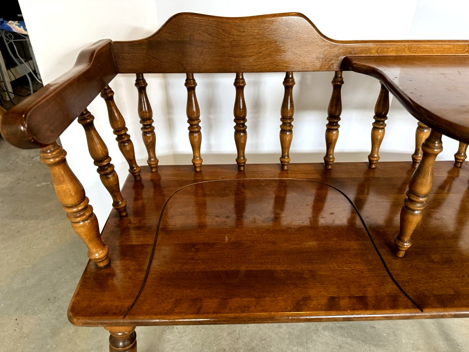 Vintage Nice Ethan Allen Gossip Bench Telephone Table Solid Maple Wood Colonial