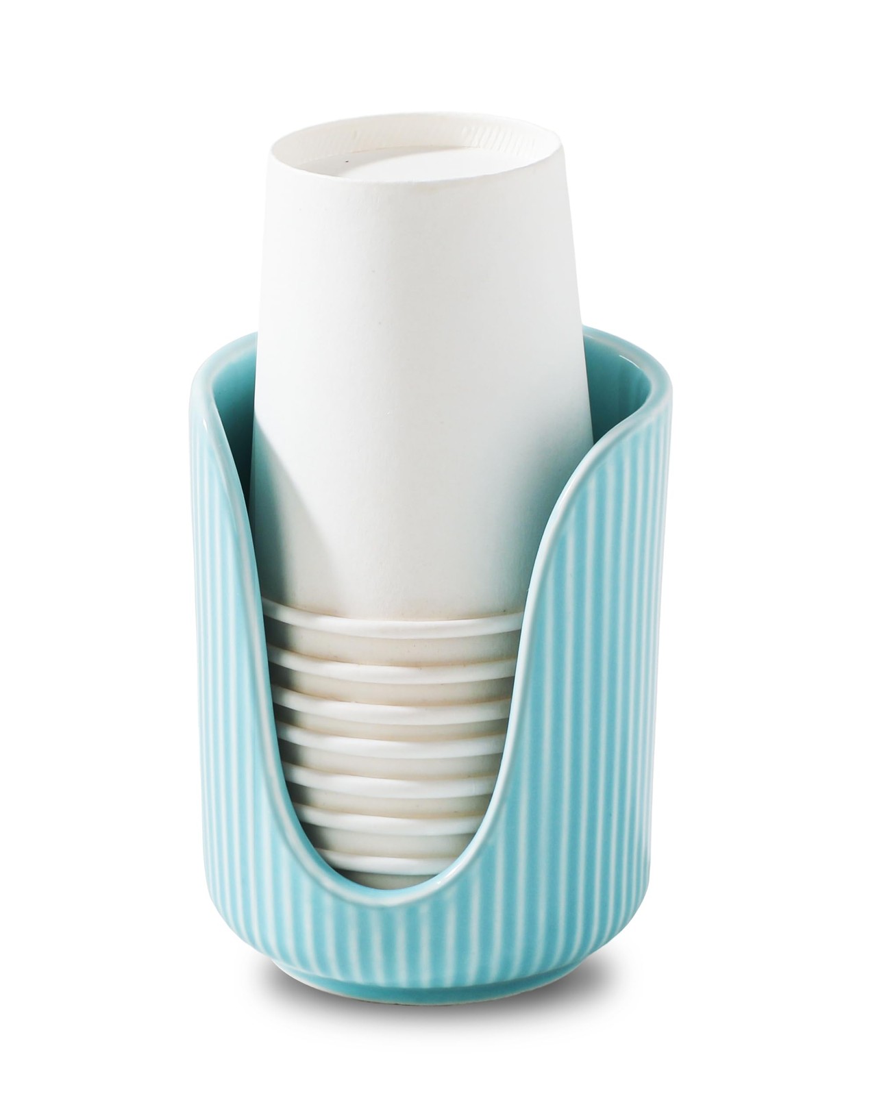 ABRUTY Bathroom Cup Dispenser, 3oz-4oz Ceramic Paper 1 Pack, Turquoise