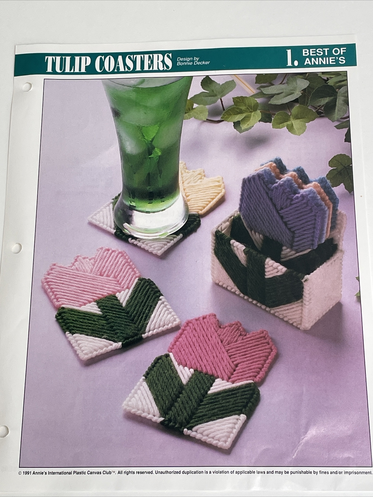 Anni's Attic Tulip Coasters Plastic Canvas Pattern