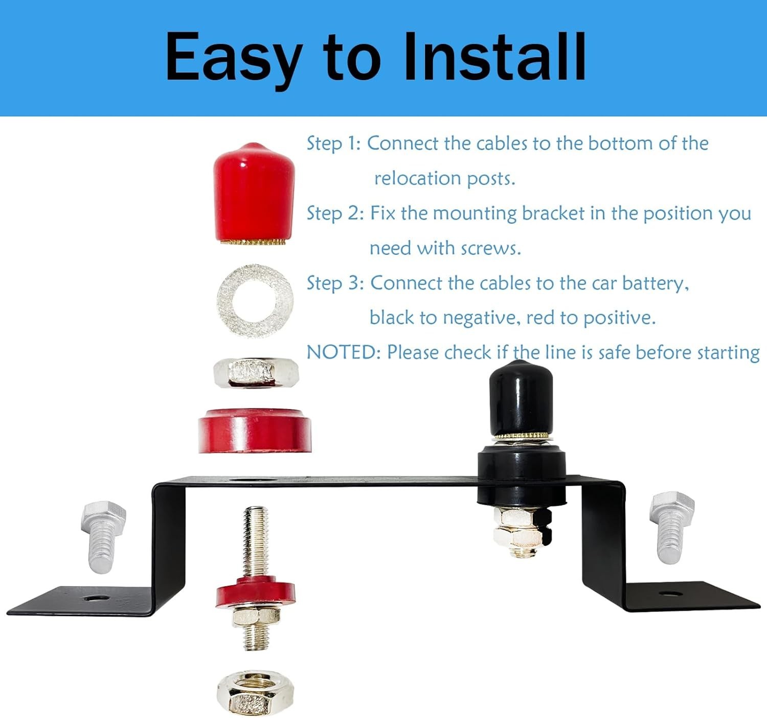 Battery Relocation Kit Remote Battery Terminals Waterproof Remote Terminal Ju...