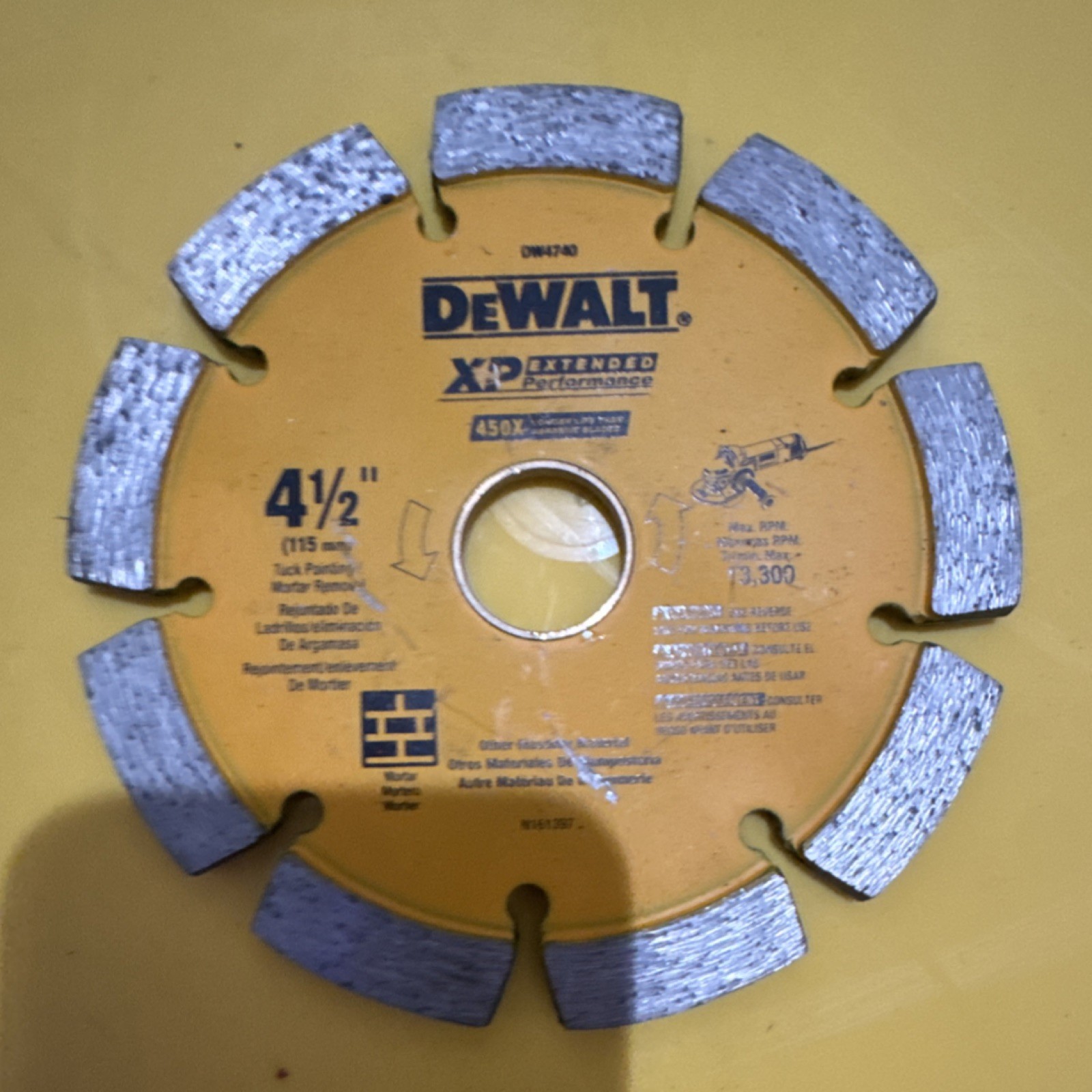 DEWALT XP Extended Performance Diamond Saw Blade 4.5 in for Mortar & Masonry