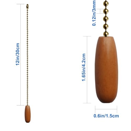 Pack Ceiling Fan Pull Chains 12-inch Beaded Ball Chains Wooden Decorative 4