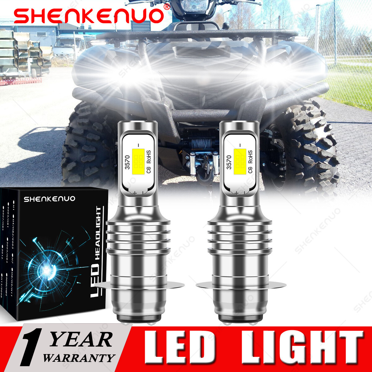 2 SUPER White LED light bulbs for Yamaha ATV 2020 KODIAK 700 EPS 4WD: YFM70KPALG