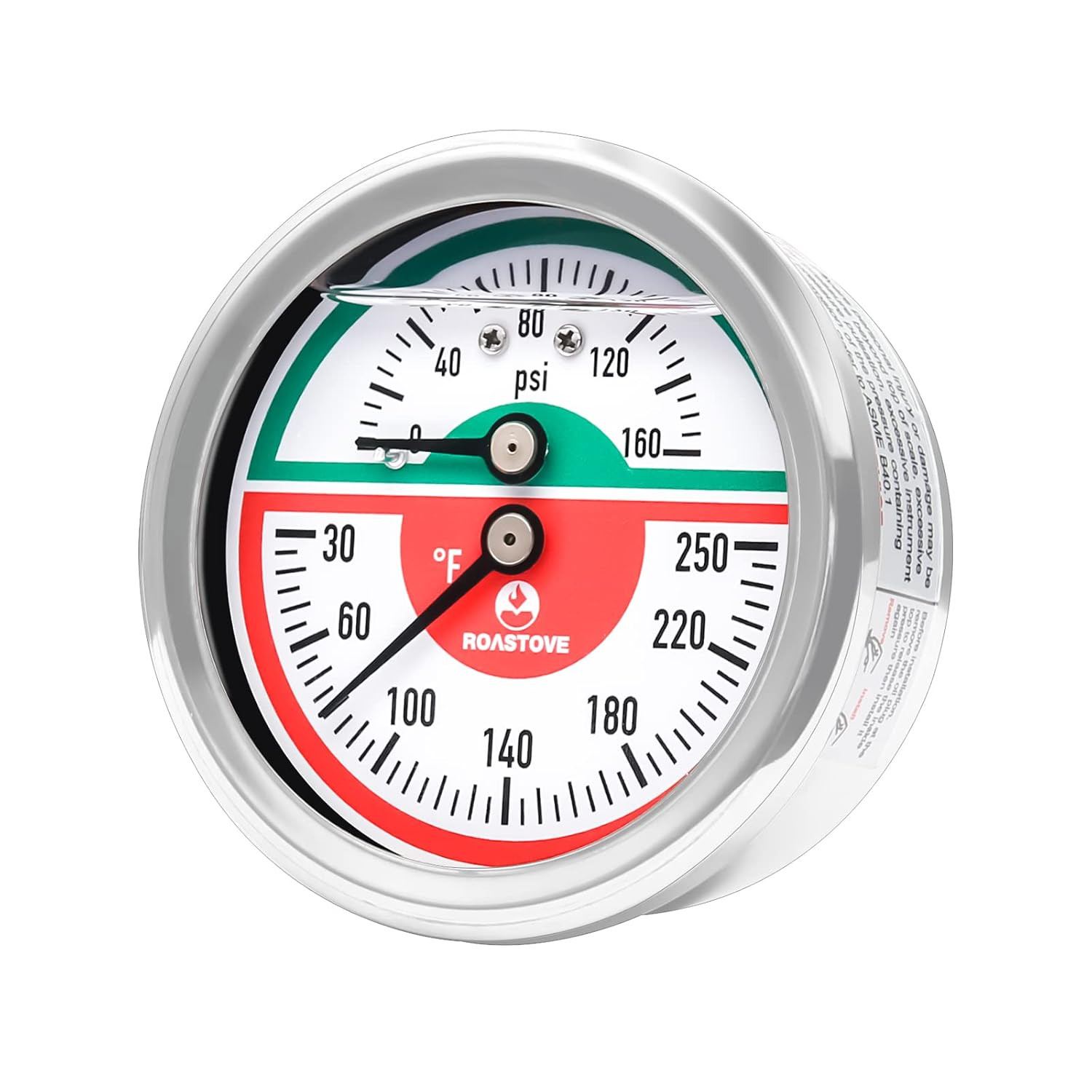 Tridicator, Thermo-Manometer, 2-1/2", Silicone Oil Filled, 0-160psi/30-250 deg F
