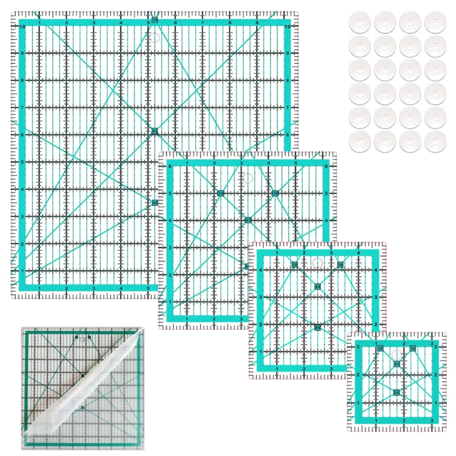 Quilting Rulers3.5", 5", 6.5", 10.5",4 Square Ruler Quilting Templates,Quilti...