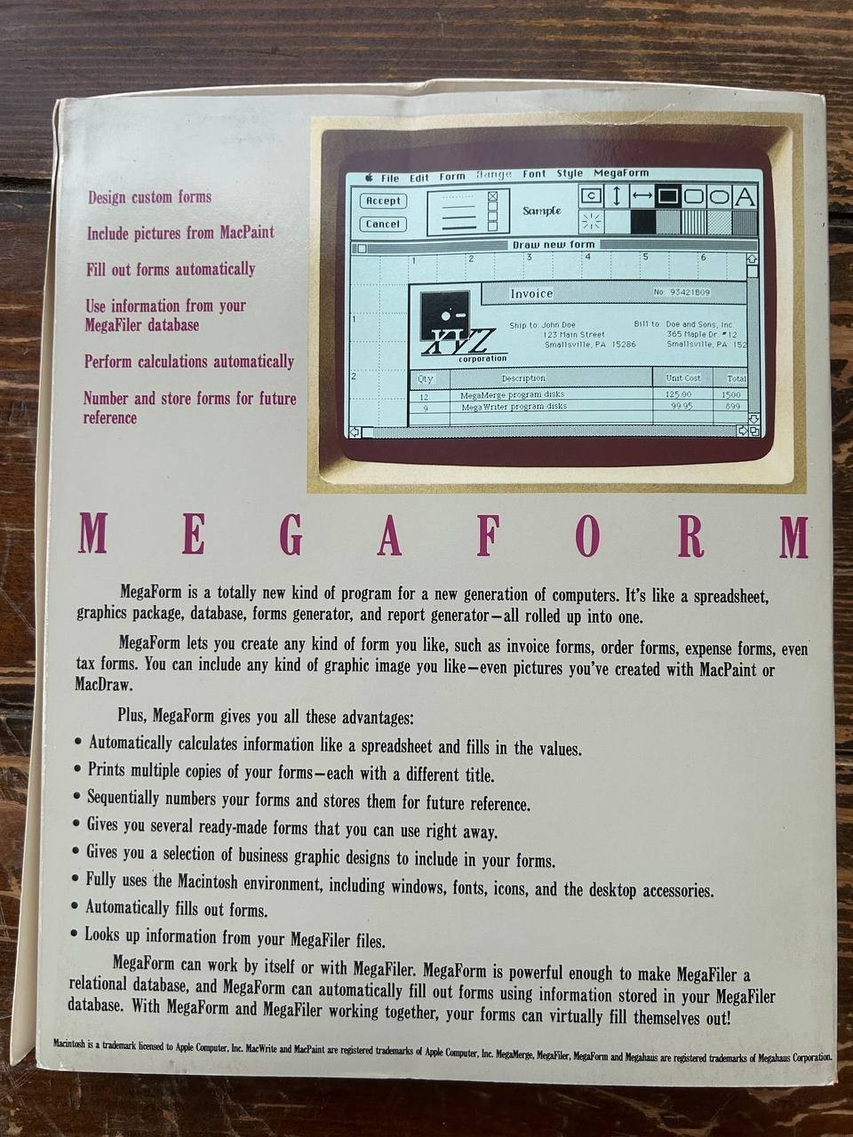 MegaForm for Macintosh Vintage Software Complete Box Manuals Disks