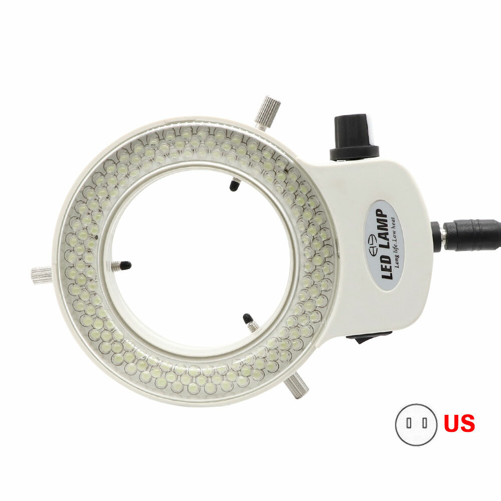 144 LED Bulbs Microscope Ring Light Illuminator Adjustable Power Lamp US Plug