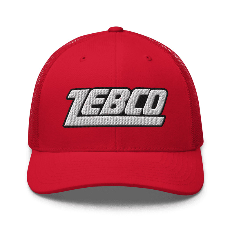 Zebco Fishing Adjustable Embrodiery Red Trucker Hat