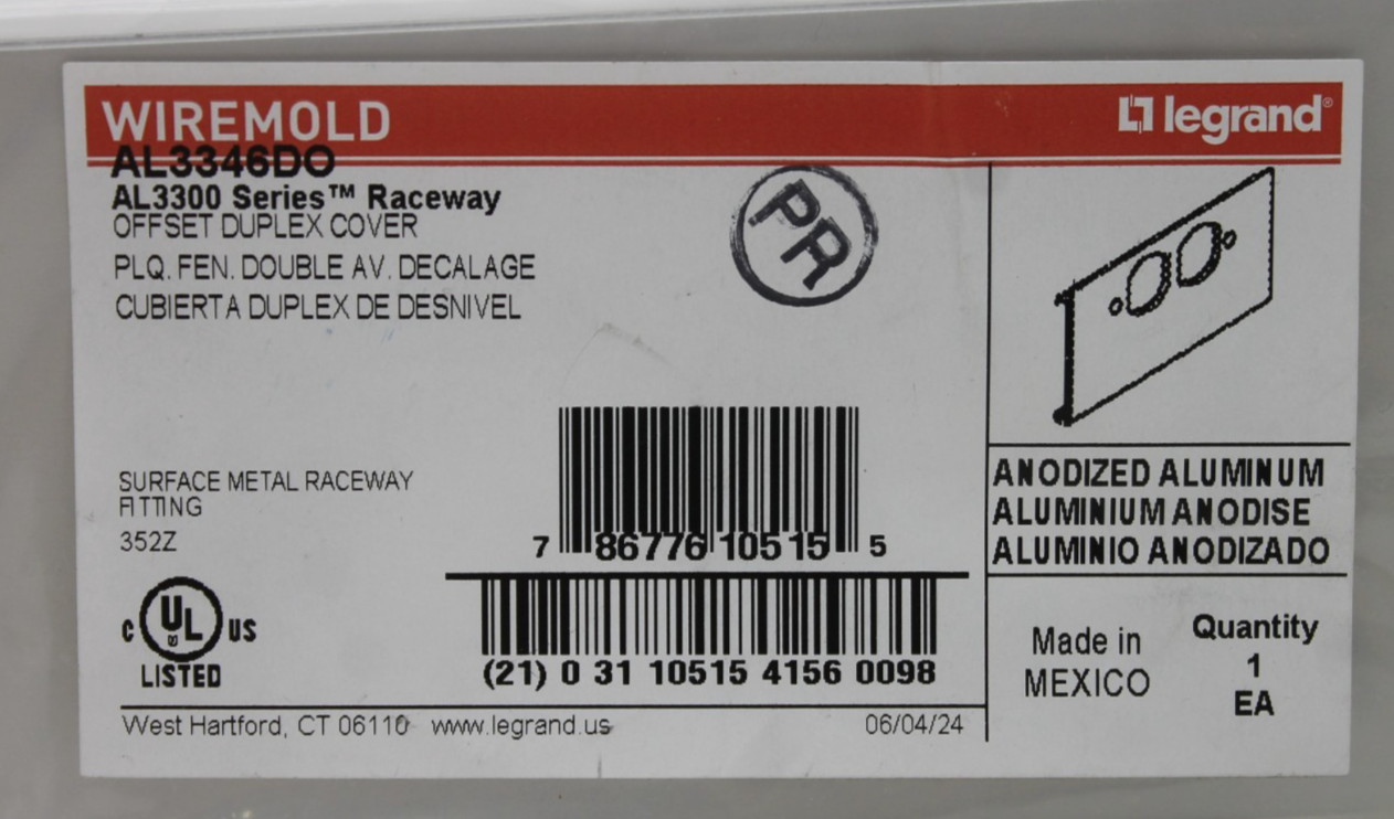 Legrand Wiremold AL3346DO Offset Duplex Cover
