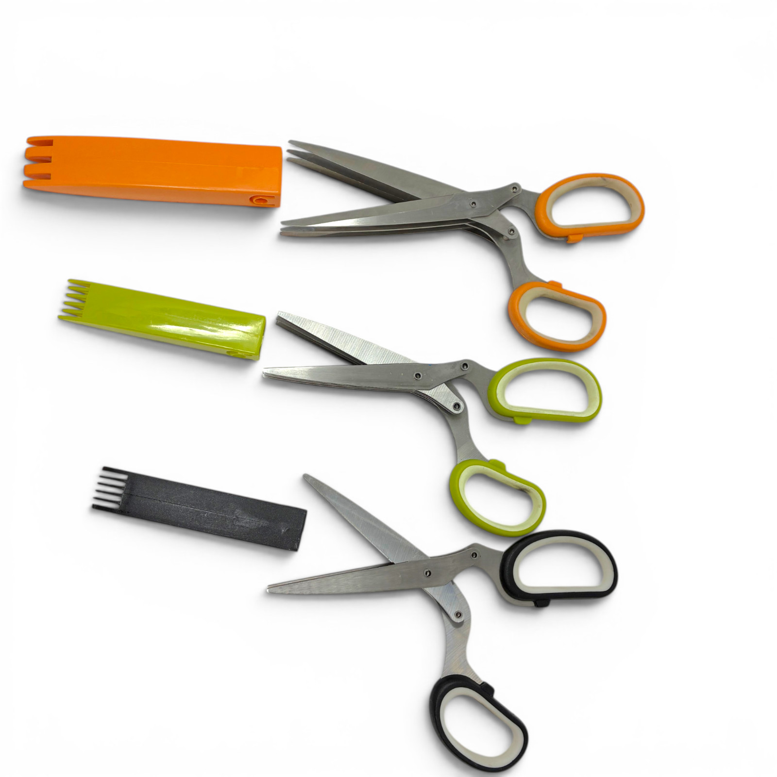 Stainless Steel Blade Multi Layer Herb Kitchen Scissors Sheath Lot 3 Pcs