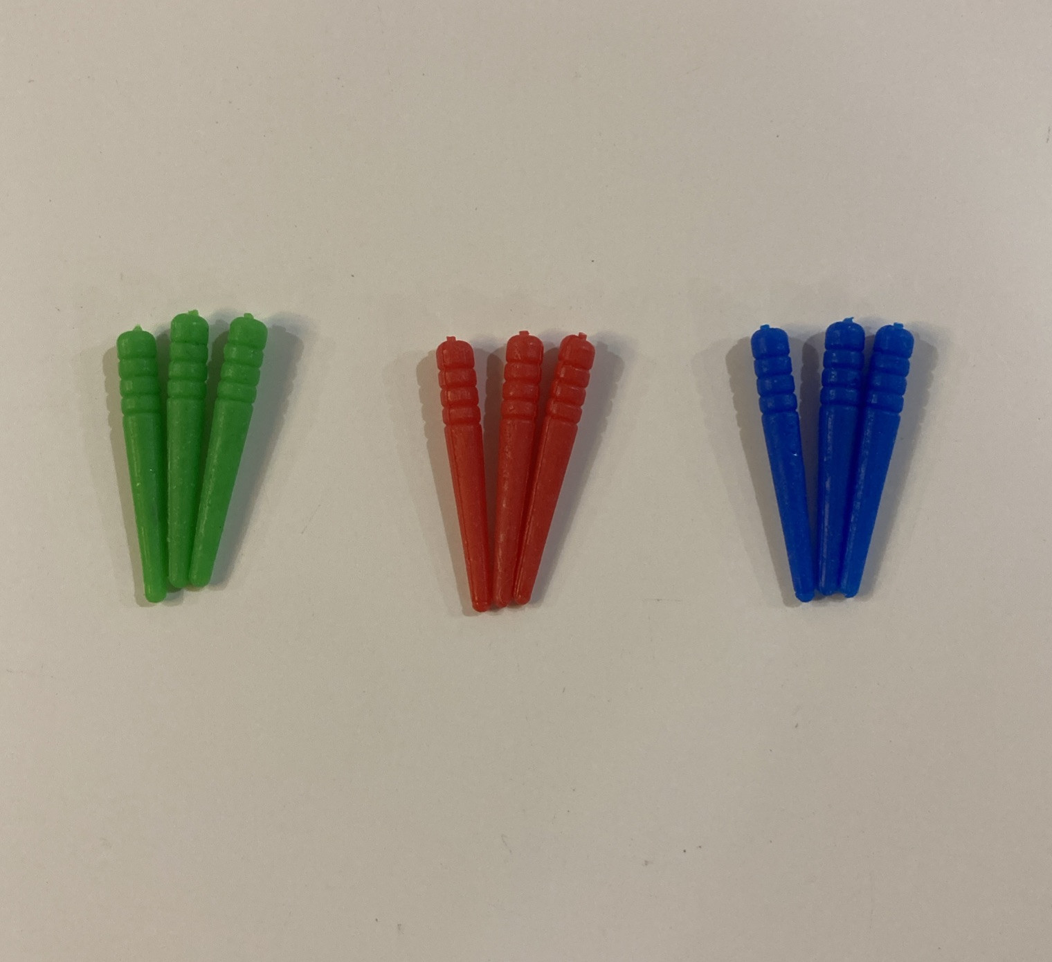 9 Plastic Cribbage Replacement Pegs 3 Red 3 Green And 3 Blue 1/8”