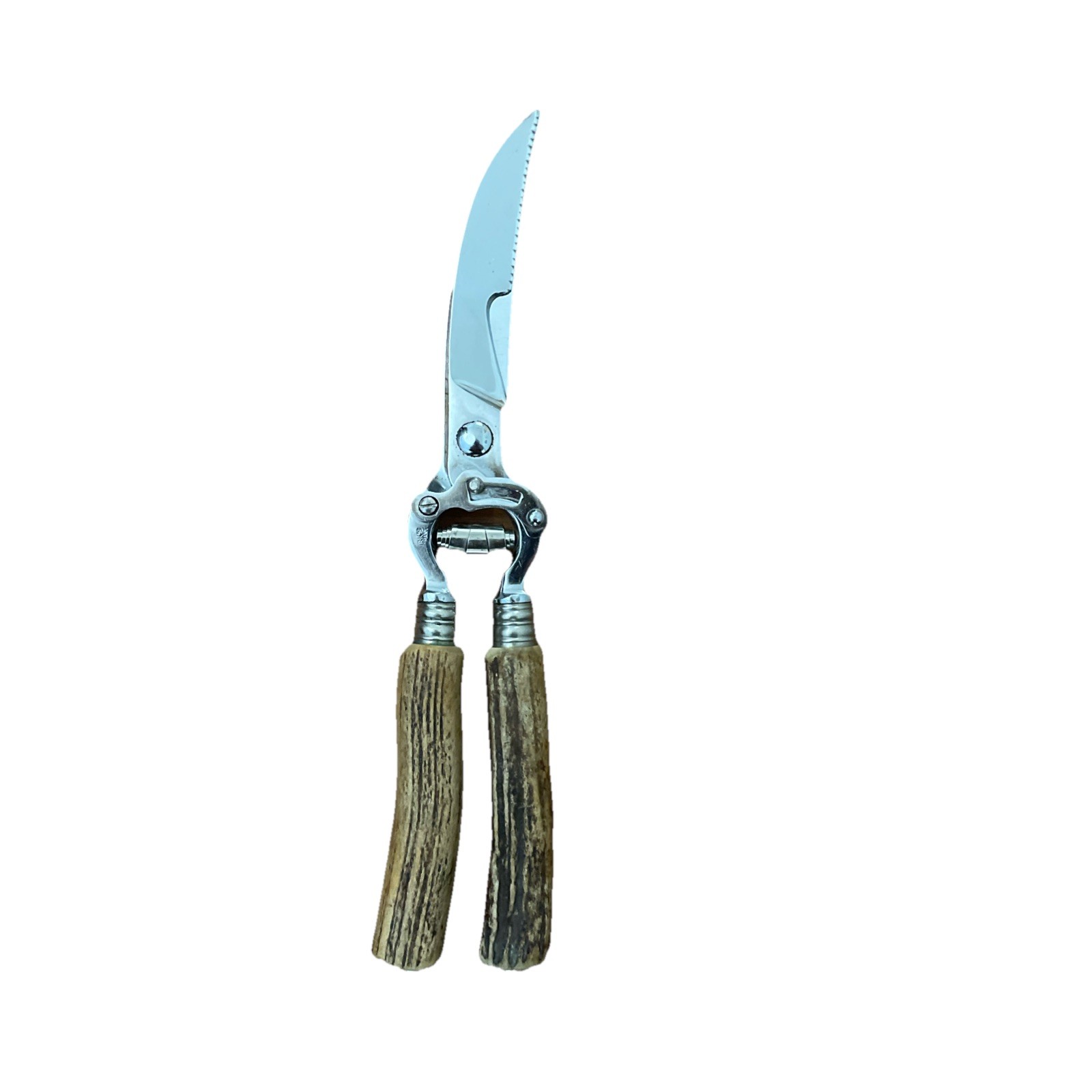 Vintage Kirk’s Germany Stag Handle Poultry Shears Antler Game Scissors MCM
