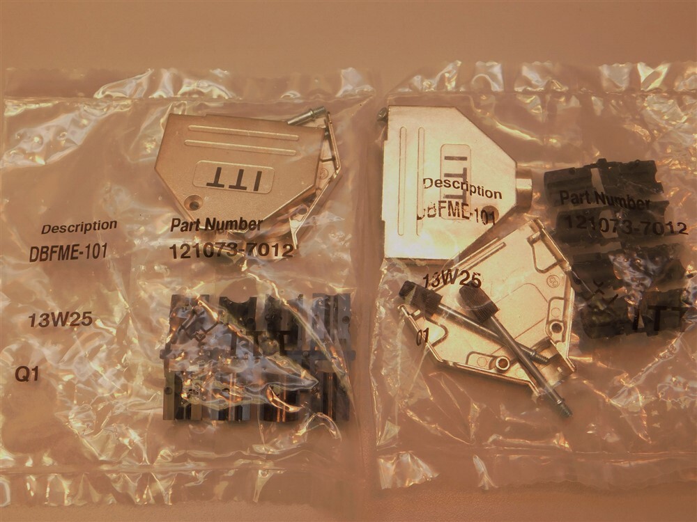 2 ITT Cannon DBFME-101 Size DB 25 Shielded Zinc Metal Backshells with Jackscrews