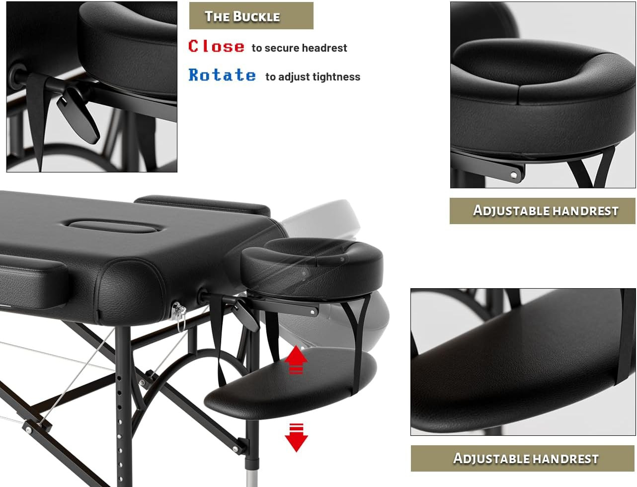Professional Massage Table Portable 3 Fold Premium Memory Foam Aluminium Leg Hol