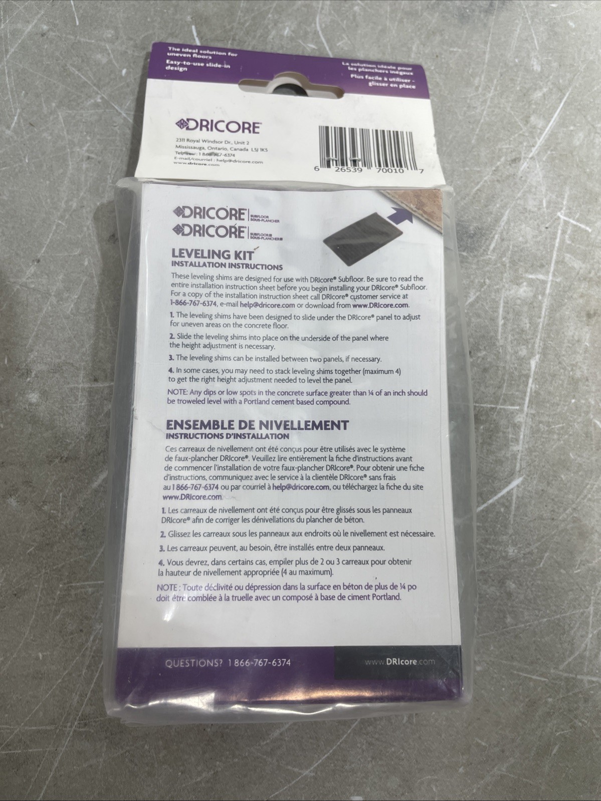 Dricore Leveling Kit, 24 Pieces Each, New
