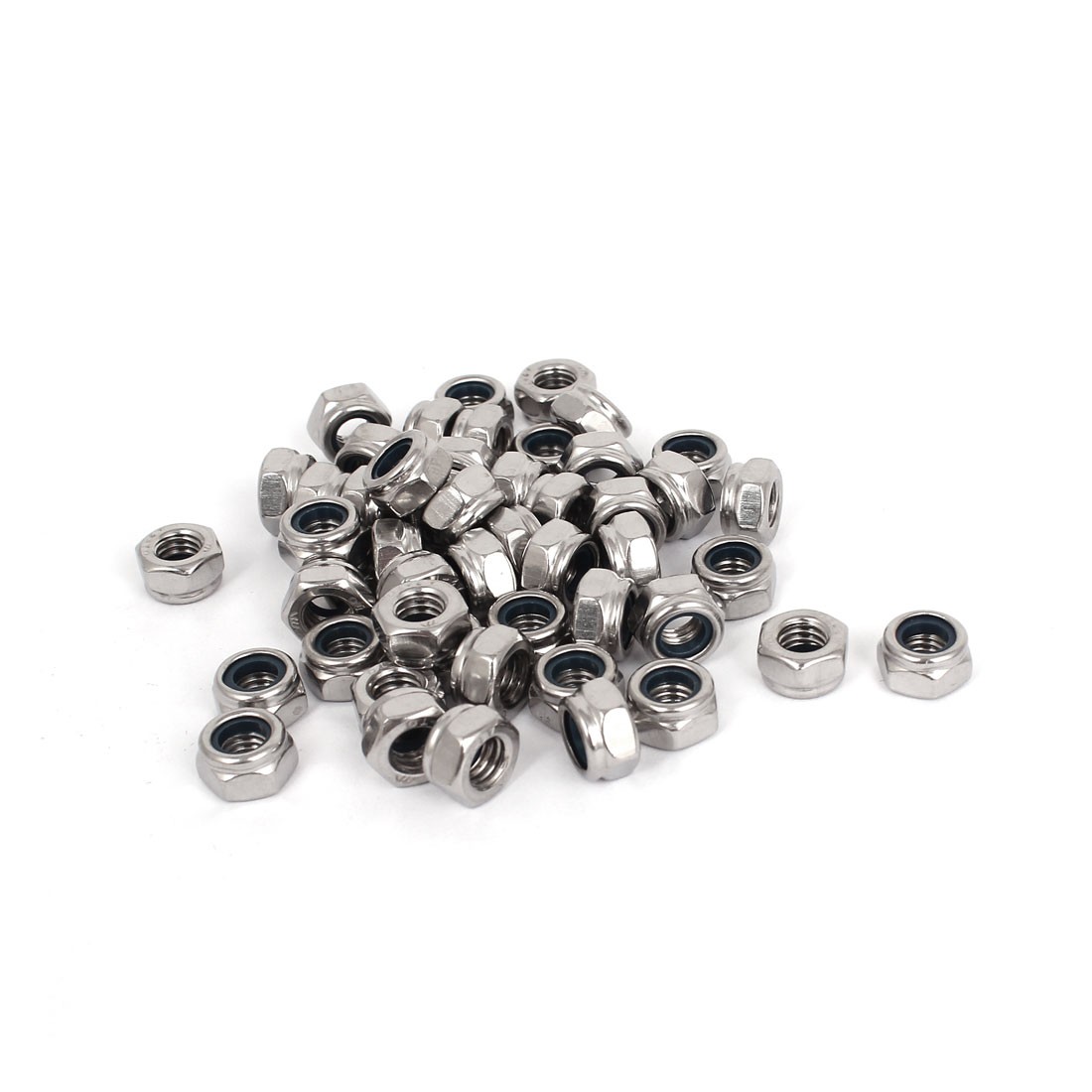 M6 x 1mm 304 Stainless Steel Nylock Nylon Insert Hex Lock Nuts 50pcs