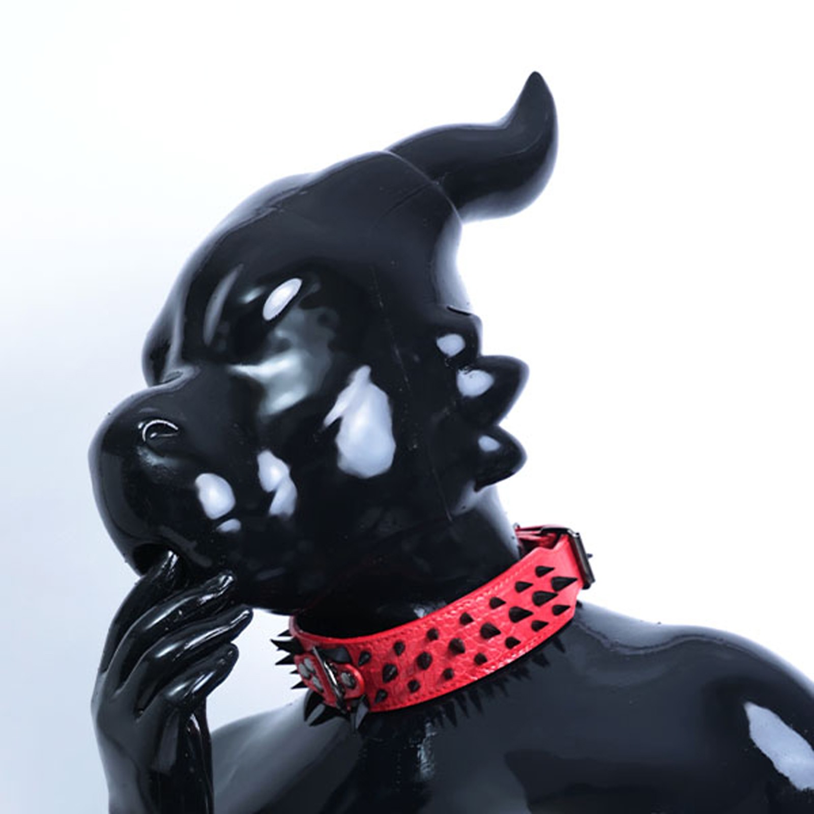 Smitizen Glossy Black Silicone Dragon Drone Full Hood for Feitsh Party Cosplay