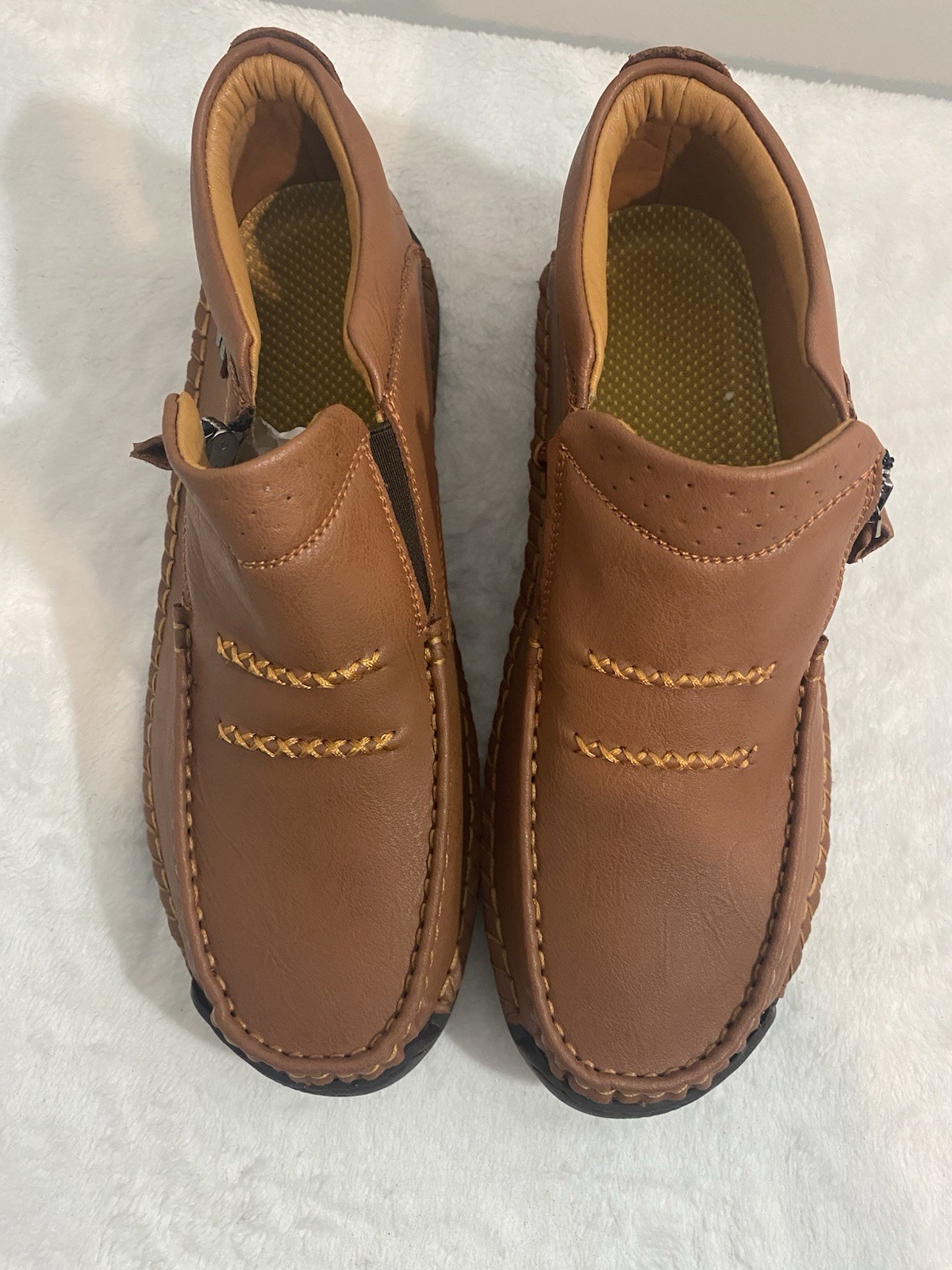 Men's 100% Caoutchouc loafers casual Leather Shoes (Size 43) Brown Or Black NWOT