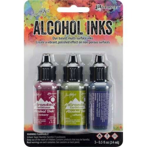 Tim Holtz Alcohol Ink .5oz 3/Pkg Farmers Market-Cranberry/Lettuce/Eggplant New