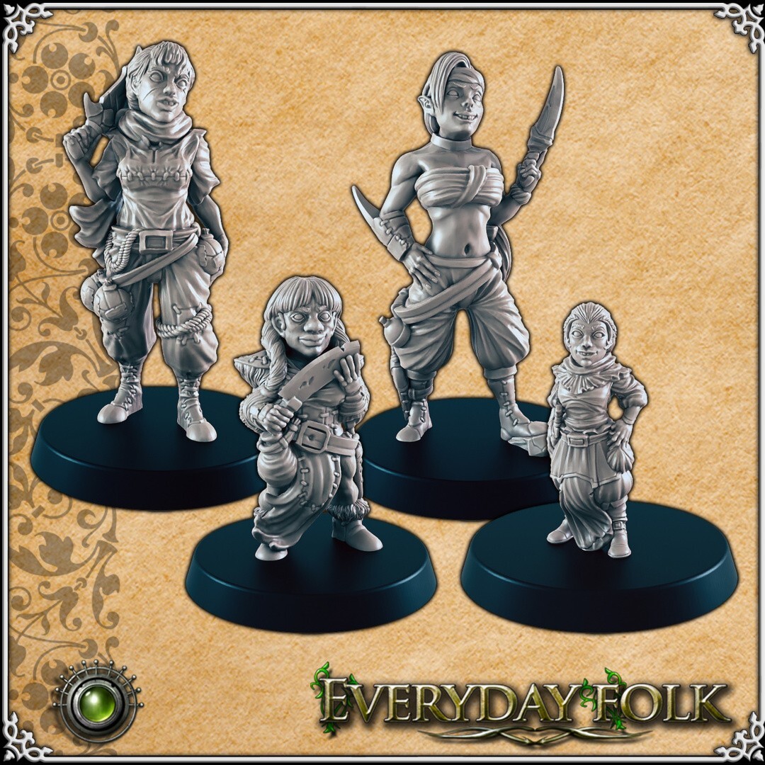 EC3D Every day Folk Kiss of Death X4  28mm Frostgrave DND Fantasy Kings of War