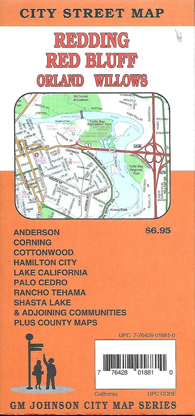 City Street Map of Redding, Red Bluff, Orland & Willows, California, by GMJ Maps