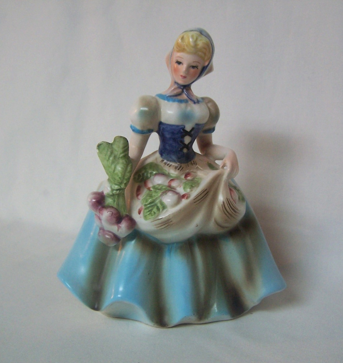 EUC  Fenton #1685 B  Woman Lady  OLIVE  Figurine 6" Planter