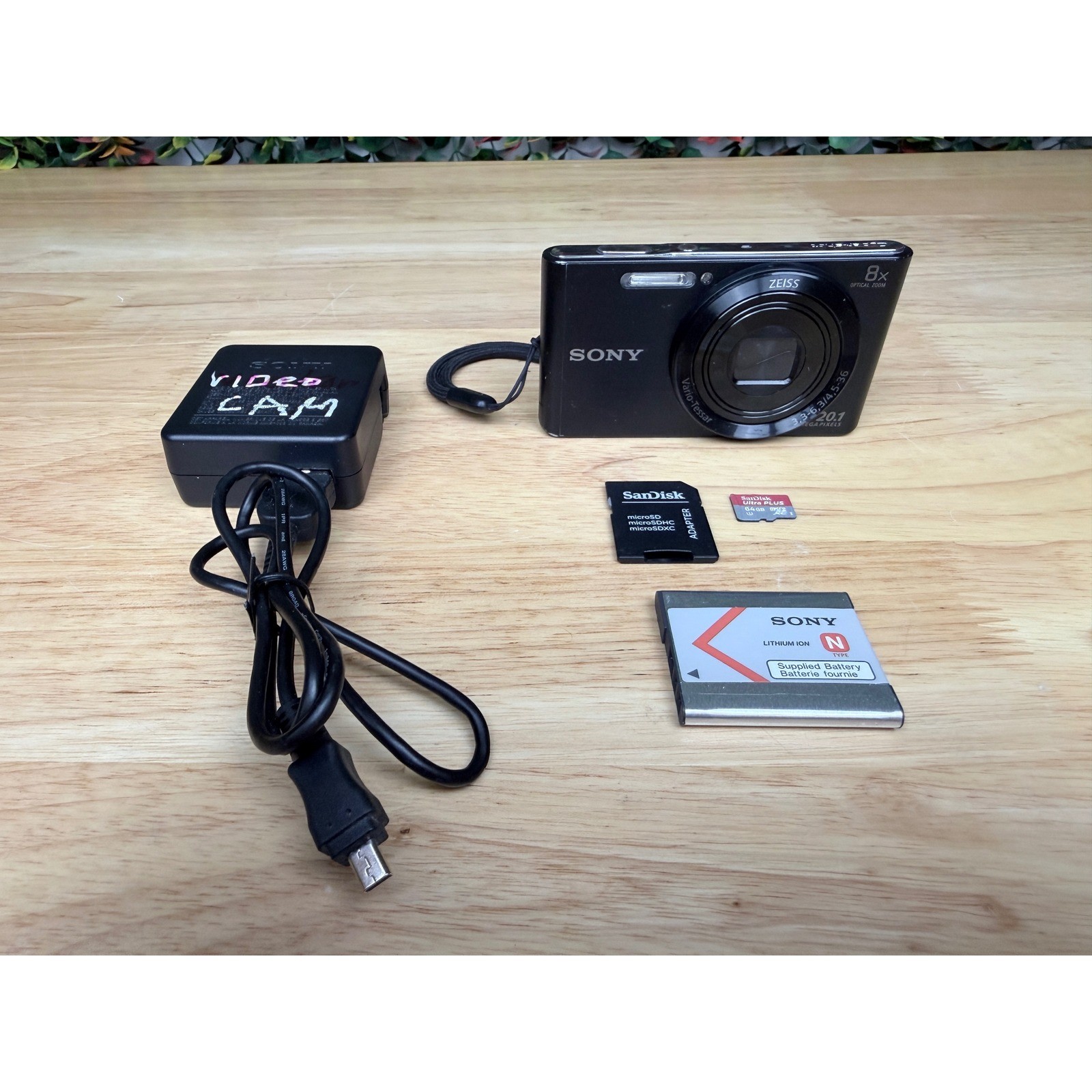 Sony Cyber-shot DSC-W830 20.1MP Digital Camera Black 8x Zoom 64GB SD Bundle