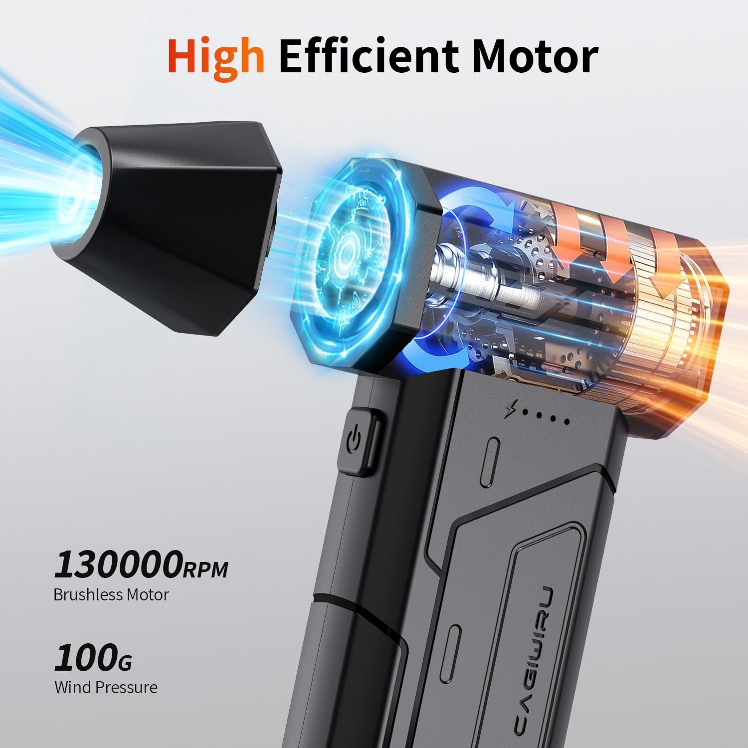 Rechargeable Compressed Air Duster - Handheld 130000RPM Blower for Electronics