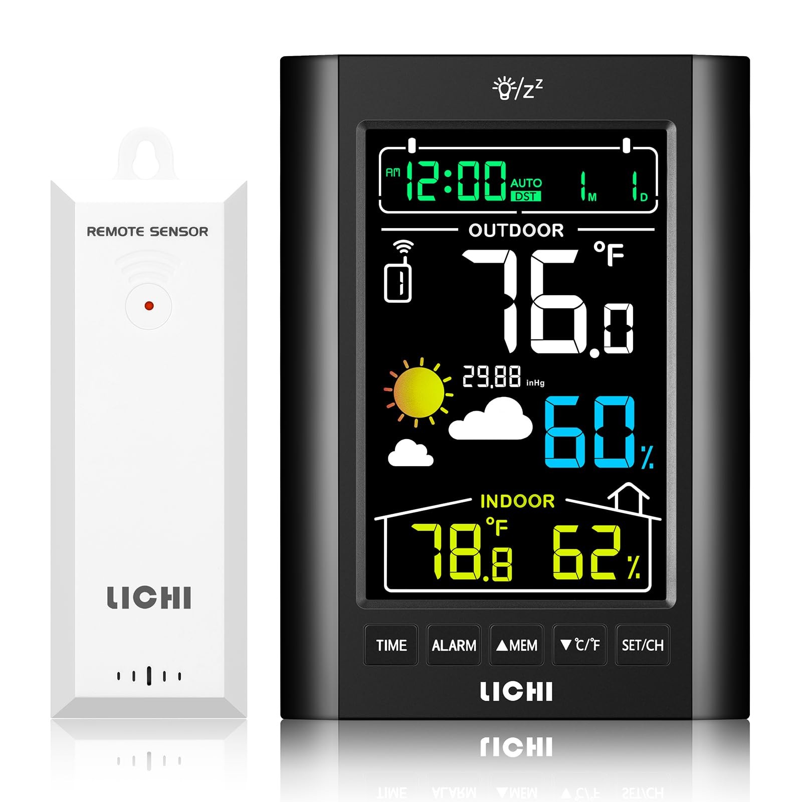 Weather Station Wireless Indoor Outdoor Thermometer， Inside Outside Temperatu...