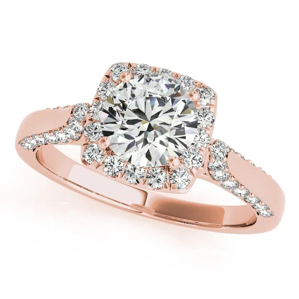 Round Cut Lab-Created 2.15 Ct VVS1 Diamond Engagement Ring 14K Rose Gold Finish
