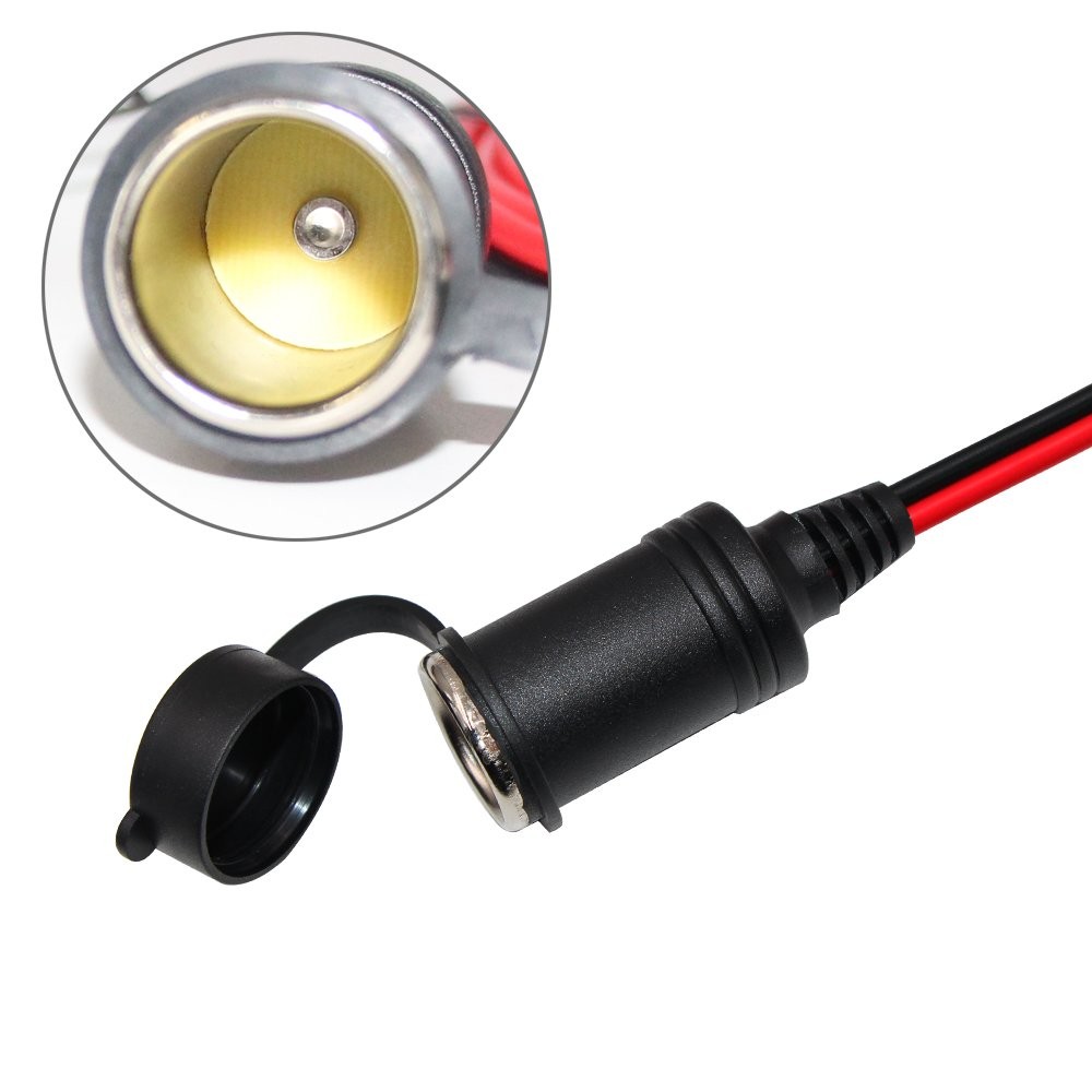 KUNCAN Cigarette Lighter Adapter - Female Socket to 12v Battery 1 PACK, Black