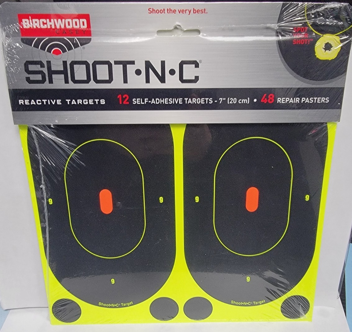 Birchwood Shoot-N-C Reactive Targets - 12 Self Adhesive 7" Silhouette