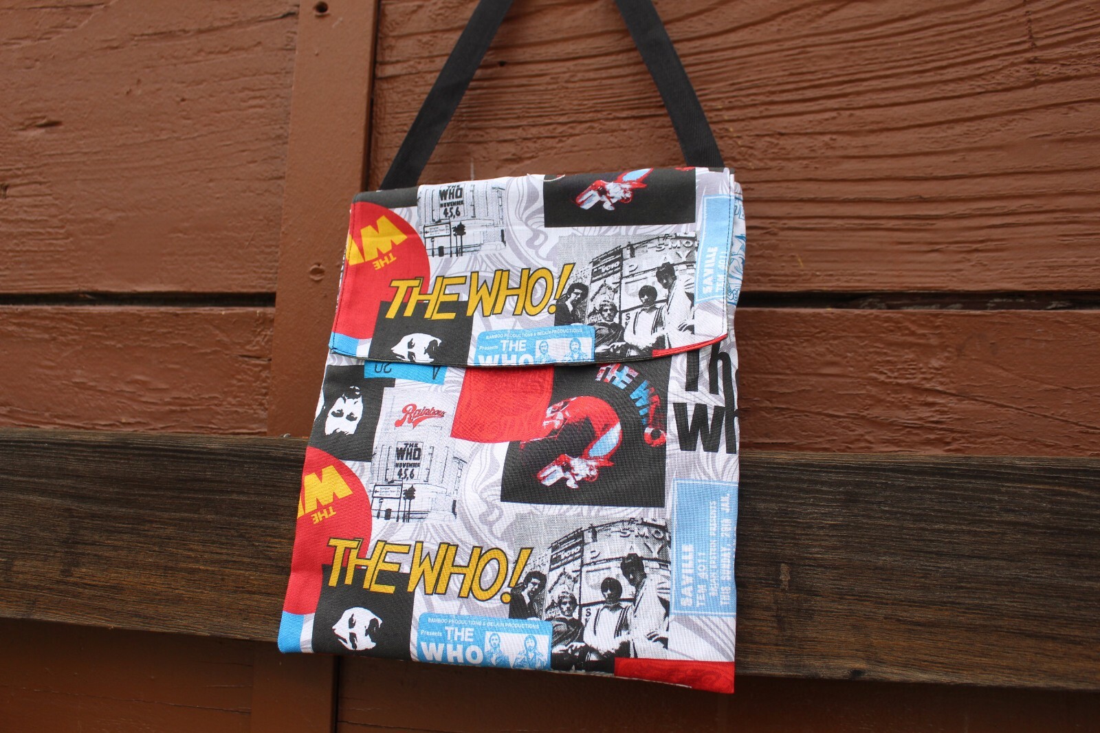 HANDMADE SHOULDER BAG THE WHO ROCK BAND  100% COTTON HANDMADE IN USA