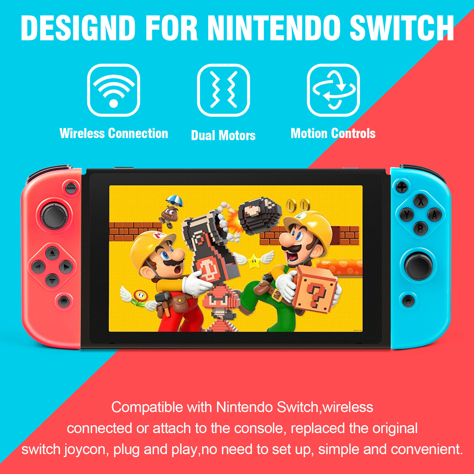 Wireless Controller for Nintendo Switch Gamepad Adapter Power Supply