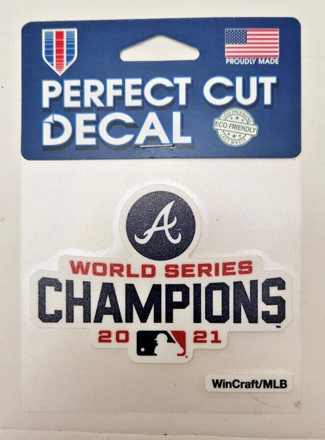 Atlanta Braves MLB 2021 World Series Champion 3x4 Perfect Cut Decal Set of Two