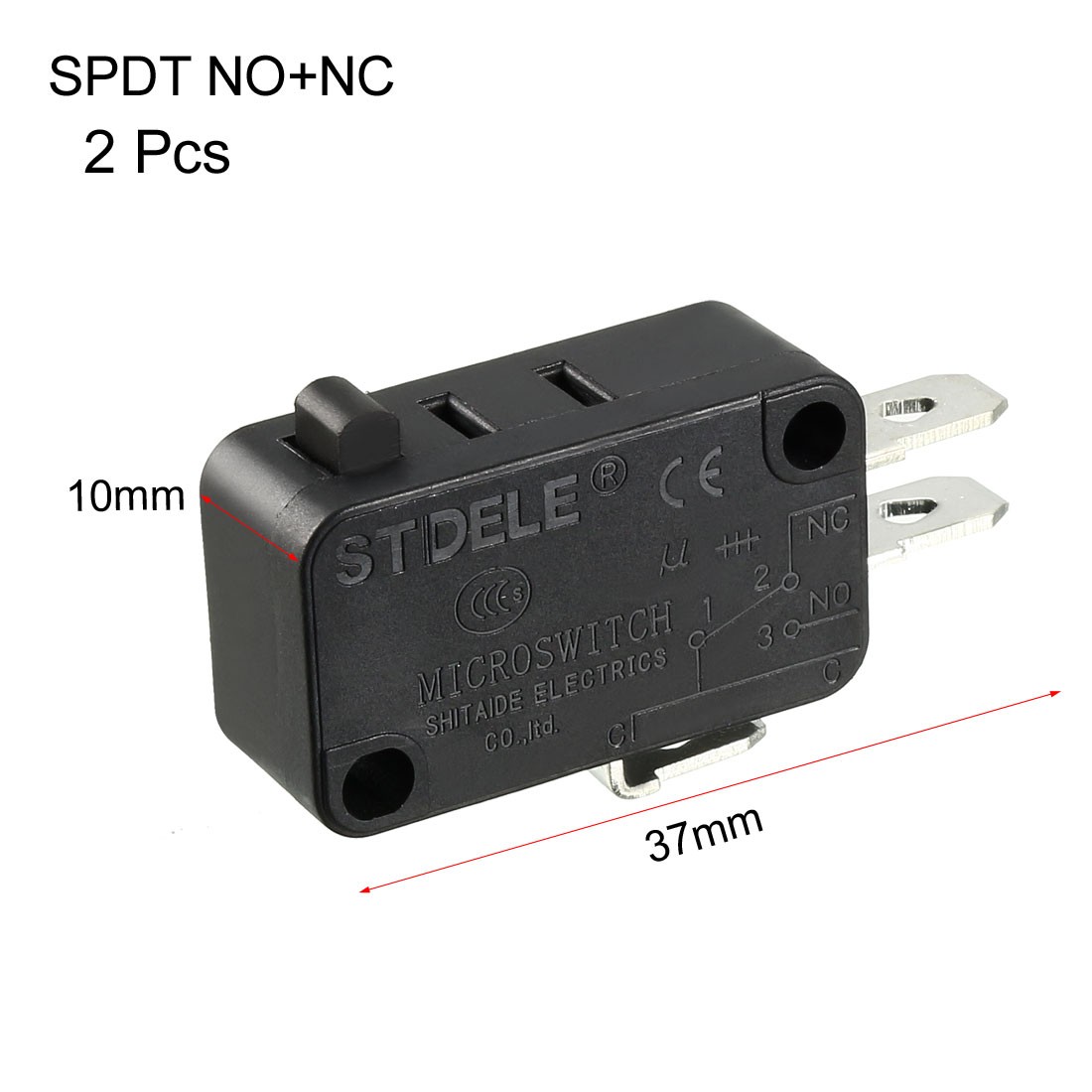 2X V-15-1C25 15A 250V AC 3 Terminals Snap Button Type Miniature Micro Switch