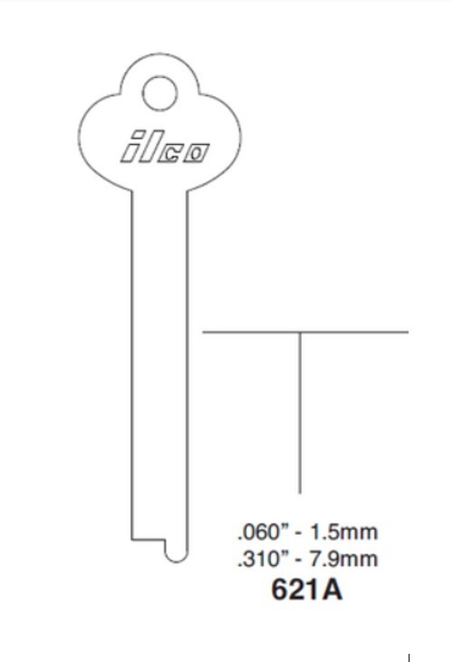 Ilco 621A Flat Steel Key Blank uncut *(1 Pc)