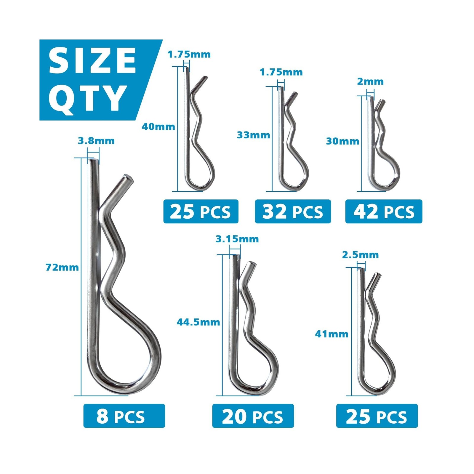 202PCS Hitch Pins Clip Pins, Linch and PTO Pins for Trailers Tractors Trucks ...