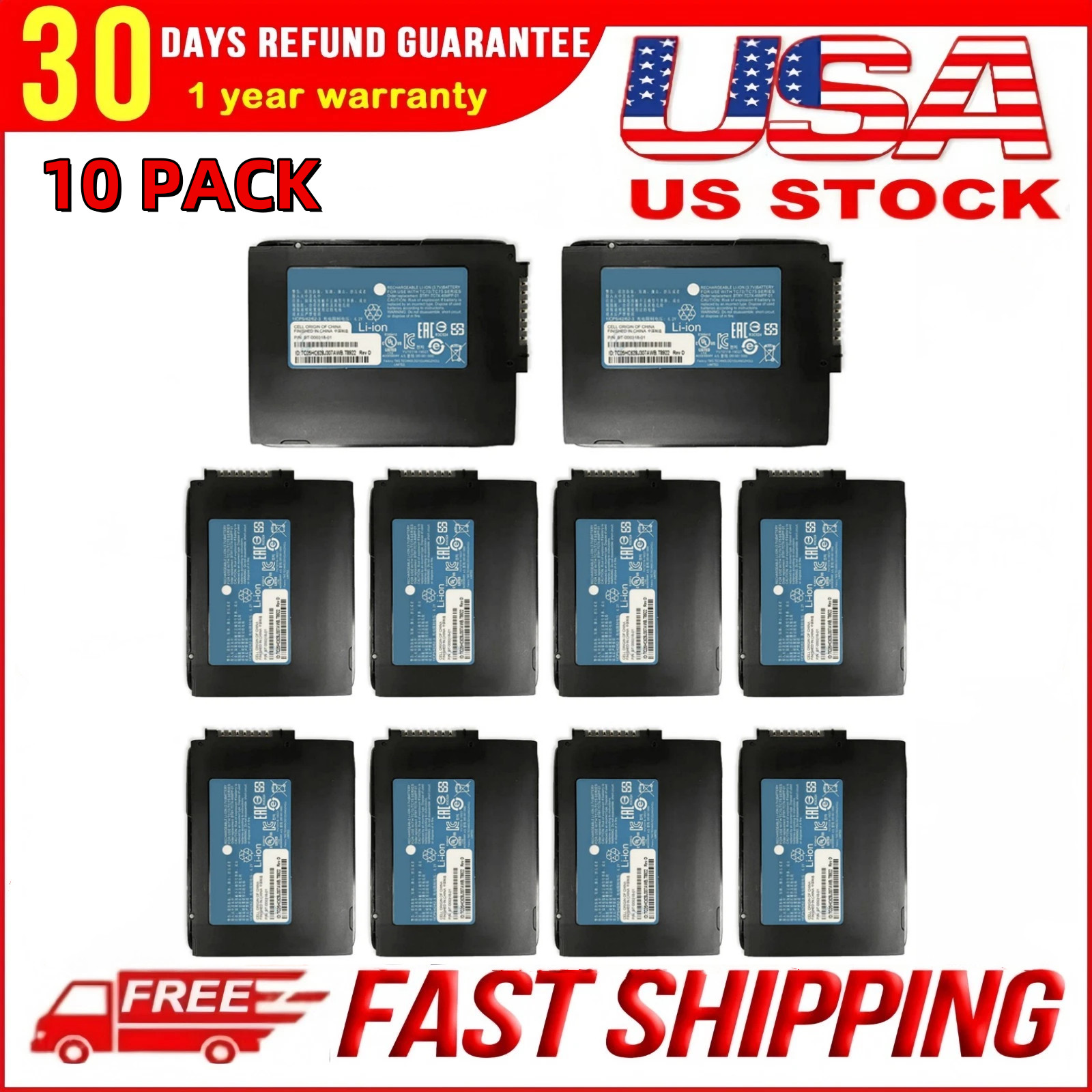 10 PACK New BT-000318-01 Battery for Zebra TC77 TC55 TC70 TC72 TC7X-46MPP-01