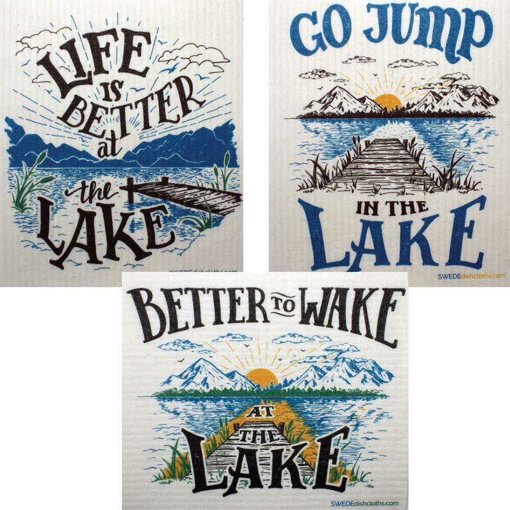 Swedish Dishcloths Lake Life Set of 3 (one of each design) Eco Friendly Cloth